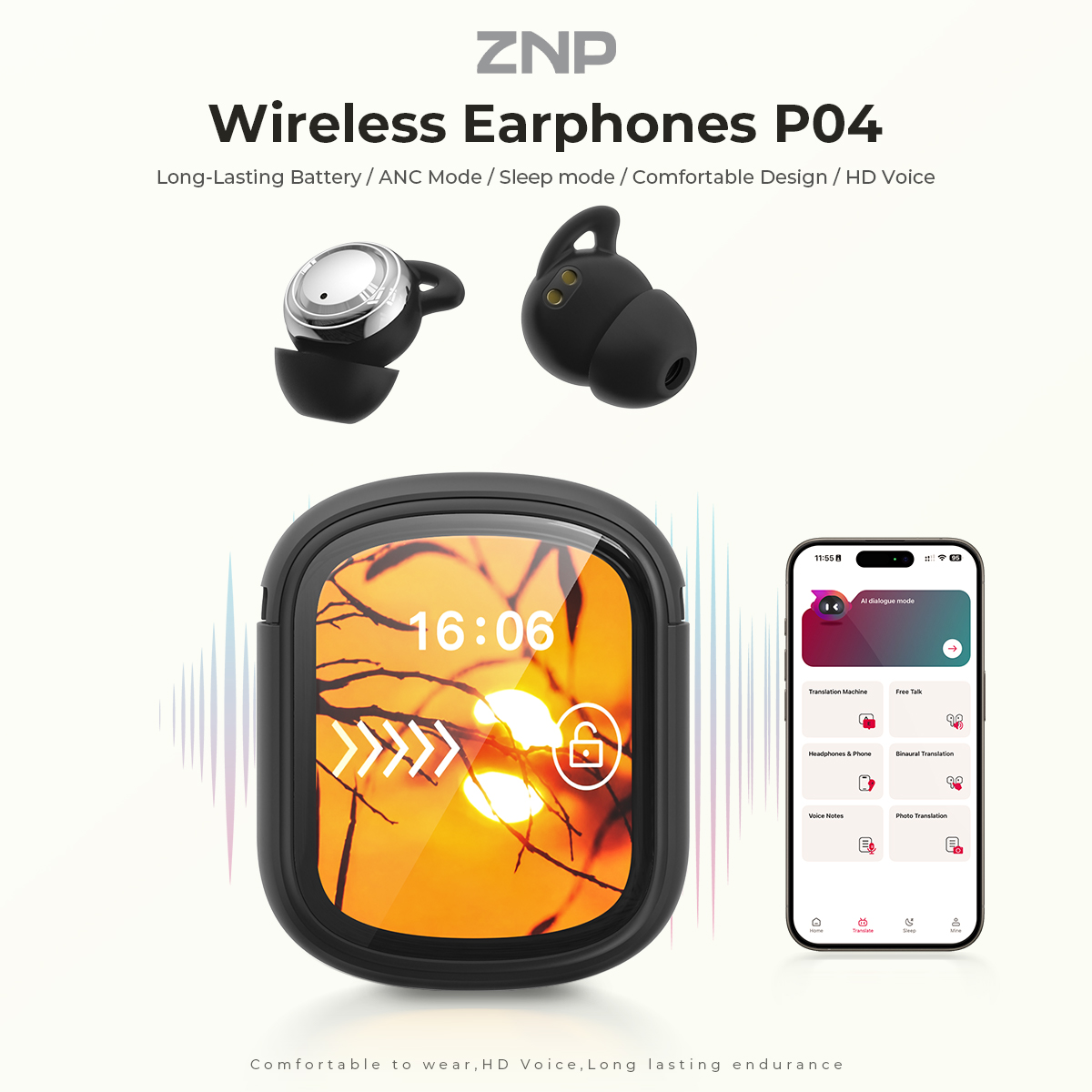 ZNP P04 Sleeping Aid Earbuds A - Wireless Charger review and price
