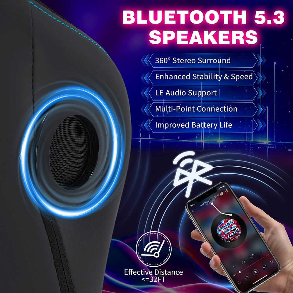 Gaming Chair with LED Lights S - Bluetooth Speaker review and price